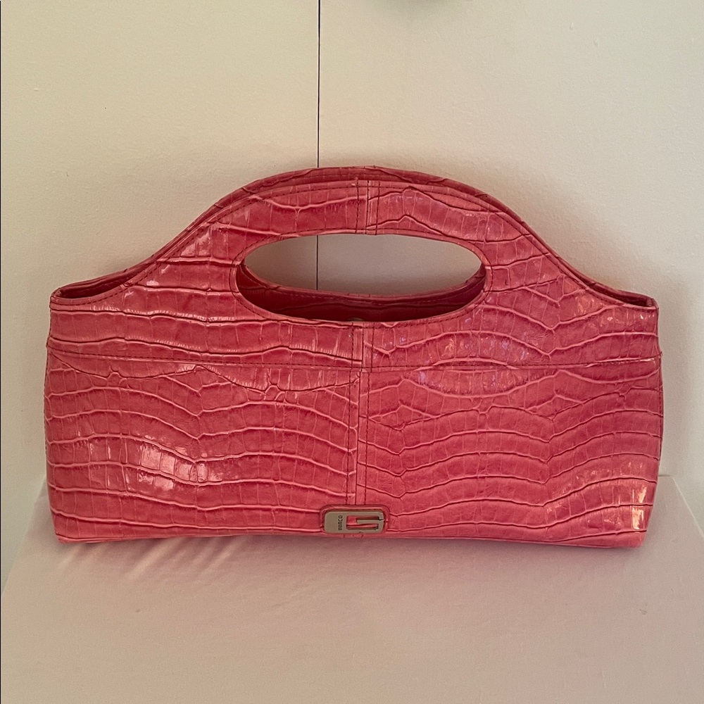 Elegant Pink Crocodile-look Women's Bag